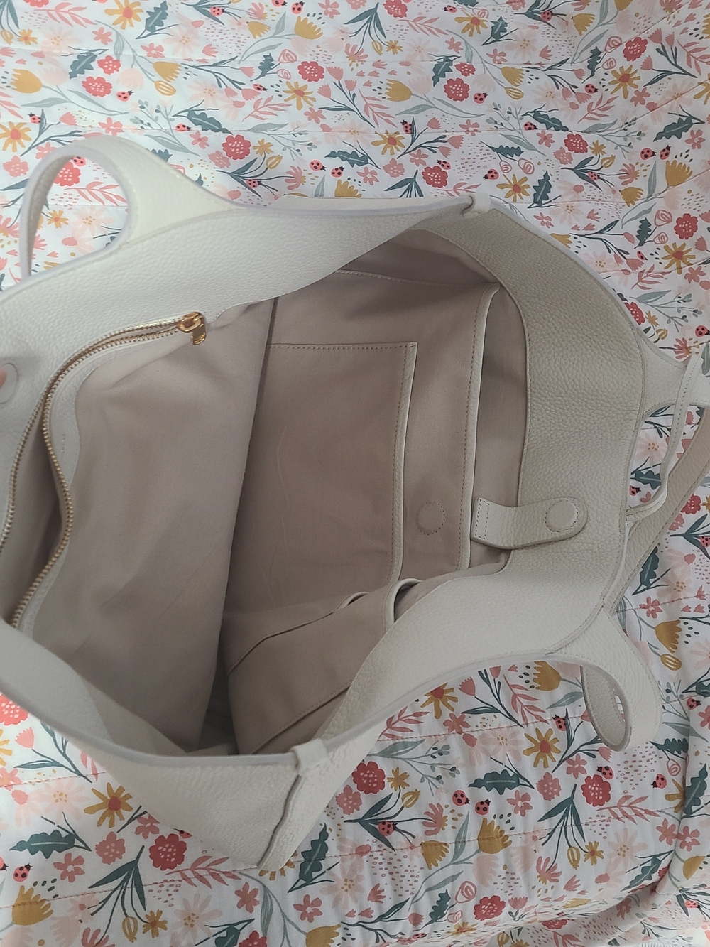 Vince Cream Pebbled Leather Tote - Picture 6 of 7